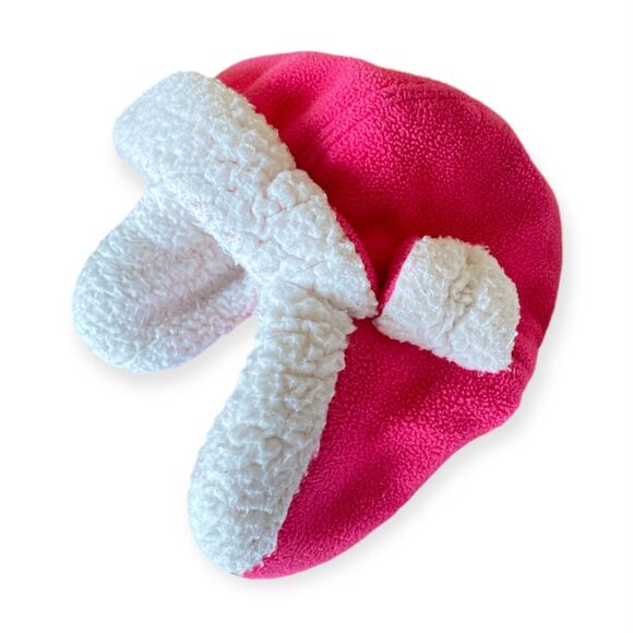 Girls Winter Hat Size 4-7 Fleece Trapper Hat Pink Cover Ears Flap Faux Shearling - Picture 2 of 11